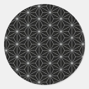 Sticker Rond Elégant Motif géométrique -Argent & Noir-