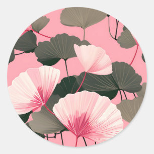 Sticker Rond Élégant Motif Ginkgo Leaf