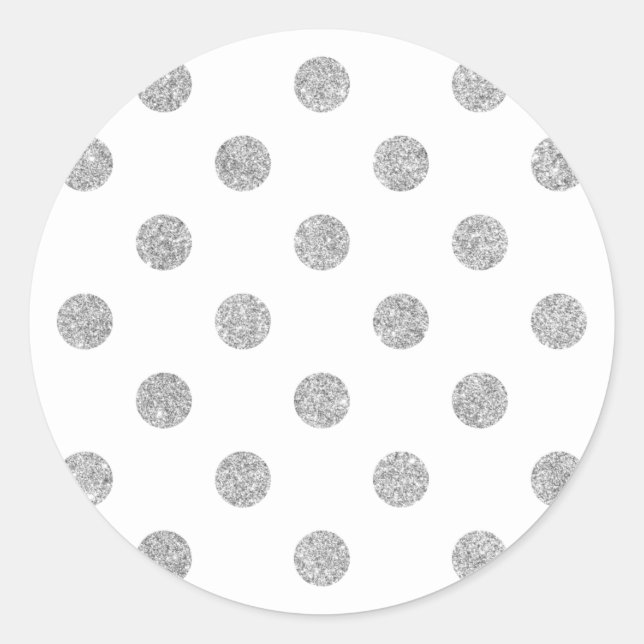 Sticker Rond Élégant Motif Pois Parties scintillant argent (Devant)