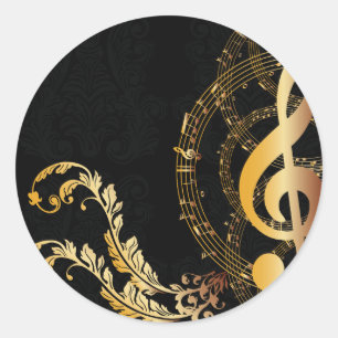 Sticker Rond Elegant Music Note Design de luxe