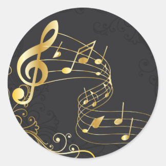 Sticker Rond Elegant Musical Note Design de luxe