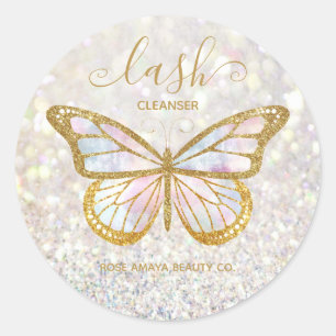 Sticker Rond Élégant nettoyant à cils papillon