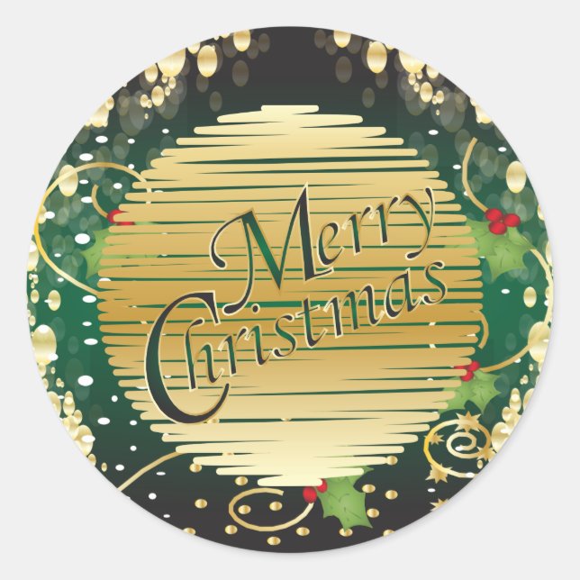Sticker Rond Élégant Noël rouge et vert (Devant)