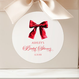 Sticker Rond Élégant Nœud Papillon Coquette Shower de Mariage
