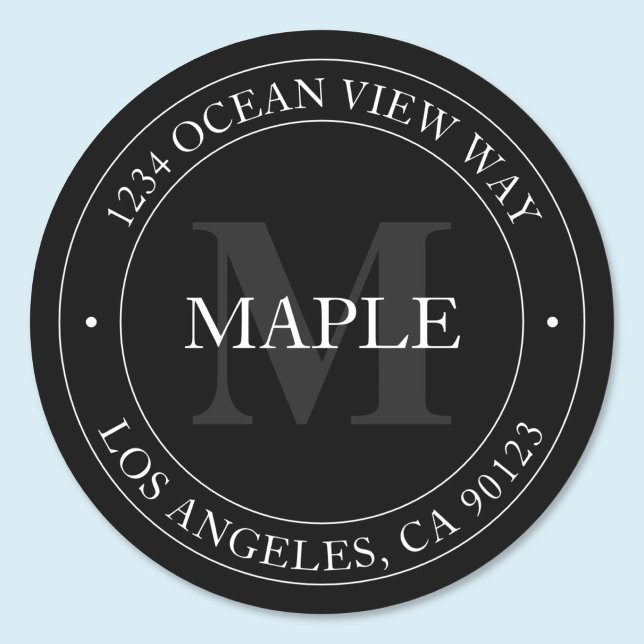 Sticker Rond Élégant noir blanc et gris moderne (Créateur téléchargé)