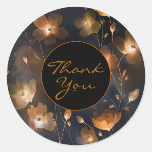Sticker Rond Élégant noir cuivre cuivré terre cuite floral