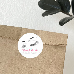 Sticker Rond Elégant noir et blanc Eyelashes Dessin Barre Lash