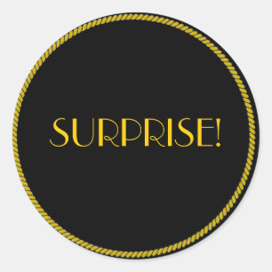 Sticker Rond Elégant noir et or SURPRISE!