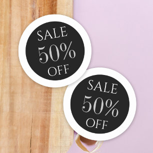 Sticker Rond élégant noir gris magasin promotion vente autocoll