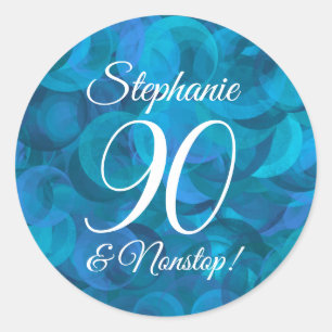Sticker Rond Elégant Ocean Blue 90 et sans escale Anniversaire