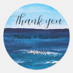 Sticker Rond Elégant Ocean Waves Beach Destination Mariage