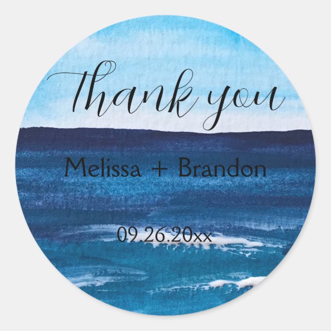 Sticker Rond Elégant Ocean Waves Beach Destination Mariage (Devant)
