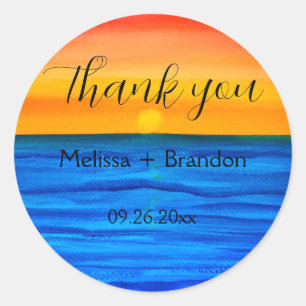 Sticker Rond Elégant Ocean Waves Beach Destination Mariage