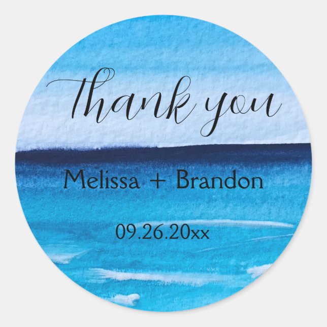 Sticker Rond Elégant Ocean Waves Beach Destination Mariage (Devant)