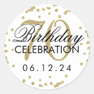 Sticker Rond Elégant or 70e anniversaire Parties scintillant Co
