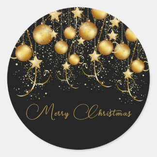 Sticker Rond Élégant or étincelant fête de Noël Bauble