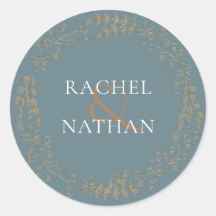 Sticker Rond Elégant or Floral Garland personnalisé