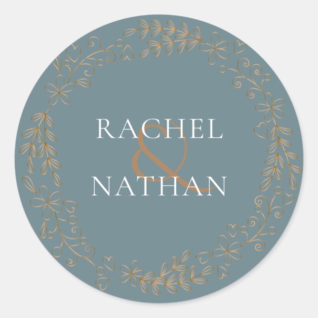 Sticker Rond Elégant or Floral Garland personnalisé (Devant)