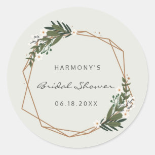 Sticker Rond Elégant or Géométrique Fête des mariées Boho