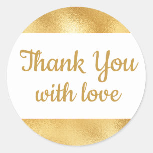 Sticker Rond Elégant or & Merci blanc Mariage Glam