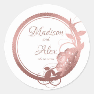 Sticker Rond Élégant or Rose
