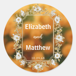 Sticker Rond Elégant or rustique pays superposition mariage de 