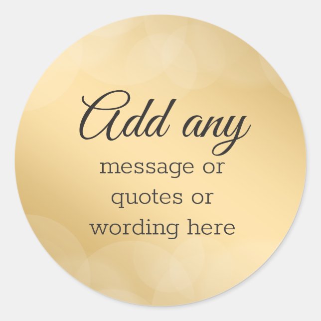 Sticker Rond Élégant Or sur fond Bokeh personnalisé (Devant)