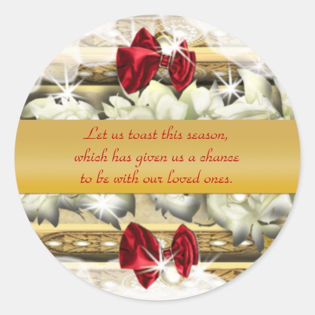 Sticker Rond Elégant or voeux de Noël (Devant)