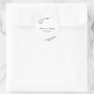 Sticker Rond Elegant Organic Modern Wedding Invitation