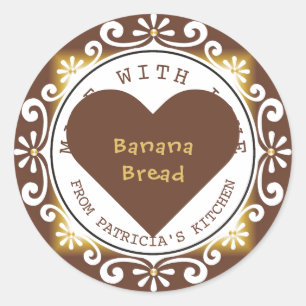 Sticker Rond Élégant pain de banane fait maison, fait avec am
