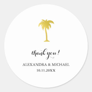 Sticker Rond Elégant Palm Arbre d'or Merci mariage Faveur