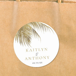 Sticker Rond Elégant Palm Tree Plage Tropical Mariage