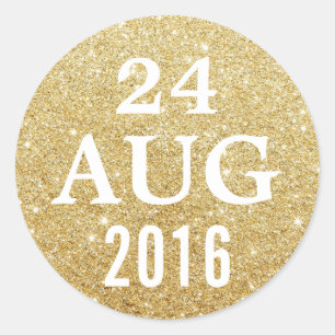 Sticker Rond Elégant Parties scintillant or mariage Enregistrer