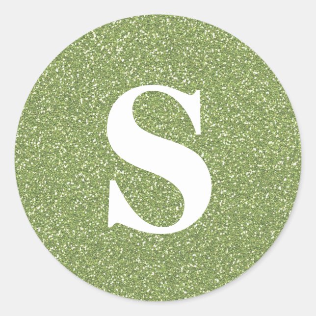 Sticker Rond Elégant Parties scintillant vert Monogramme Envelo (Devant)