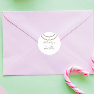 Sticker Rond Élégant Pearl Bridal Shower 