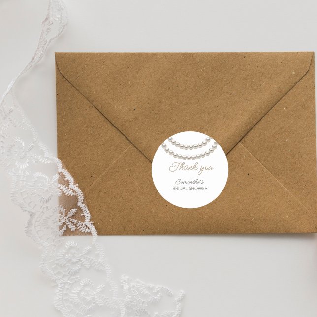 Sticker Rond Élégant Pearl Mariage Shower  (Créateur téléchargé)