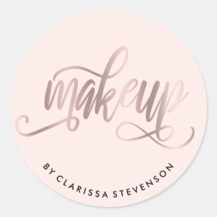 Sticker Rond Elégant peintre de maquillage rose et or rose