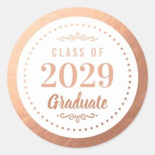 Sticker Rond Élégant peintre personnalisé Faux Rose Gold Foil