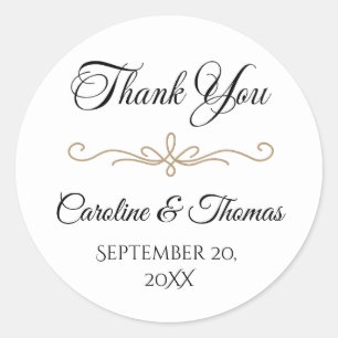 Sticker Rond Élégant Perle Or Script Mariage Romantique Perles