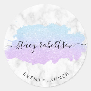 Sticker Rond Élégant planificateur de parties scintillant ble
