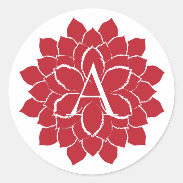 Sticker Rond Élégant Poinsététie rouge Monogramme initial A (Devant)