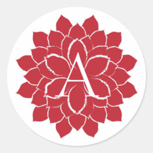 Sticker Rond Élégant Poinsététie rouge Monogramme initial A