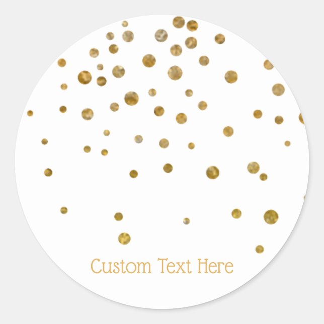 Sticker Rond Elégant point de Confetti Or Texte Personnalisé (Devant)