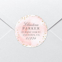 Sticker Rond Elegant Pretty Pink Gold Parties scintillant Adres
