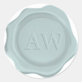 Sticker Rond Elégant Purist Blue Monogram Mariage Cire Sceau