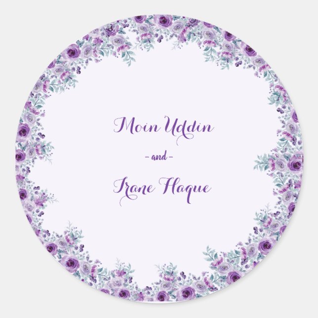 Sticker Rond Elegant purple flower  (Devant)
