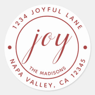 Sticker Rond Elegant Red Joy Round Return Adresse