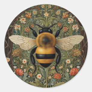 Sticker Rond Elégant rétro bumblebee boho botanique floral art