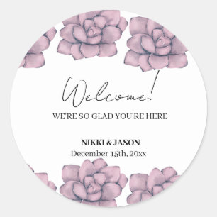 Sticker Rond Elégant Rose aquarelle Mariage minimal Accueil