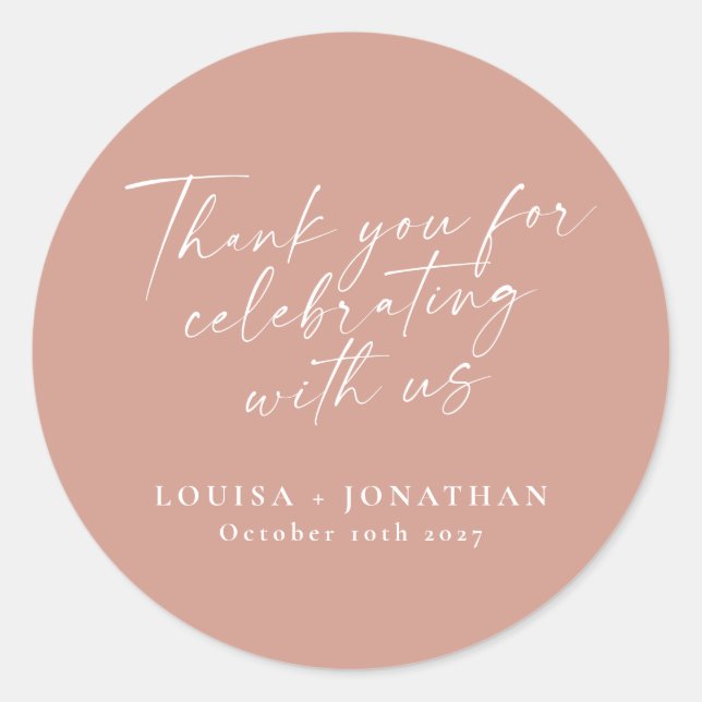 Sticker Rond Élégant Rose Dusty Script tendance Merci personnal (Devant)